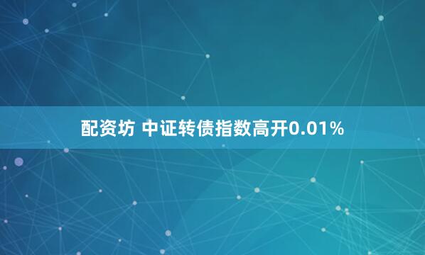 配资坊 中证转债指数高开0.01%